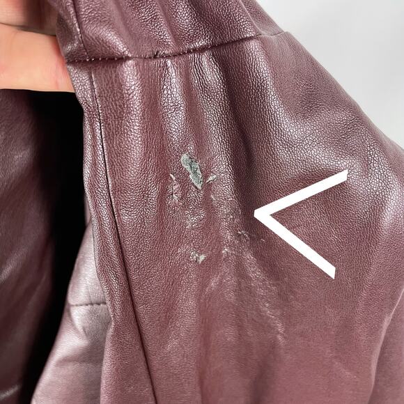 Ronny Kobo Burgundy Faux Leather Pants High Rise Wide Leg Vegan Sz 4 - Picture 12 of 12